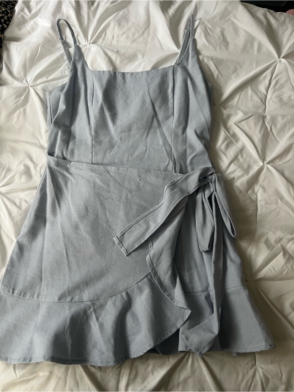 Princess Polly Light Blue Spaghetti Strap Wrap Mini Dress